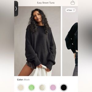 Free People Black Crew Neck Sweater - “Easy Street Tunic”